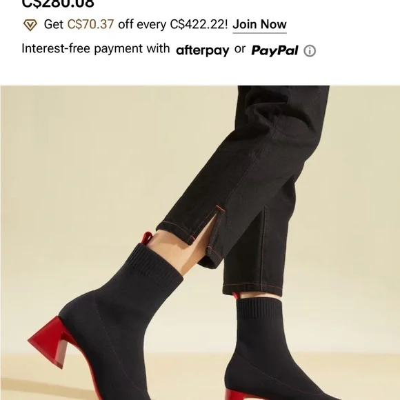 Elegant Black and Red Heeled Boots - Picture 2 of 5